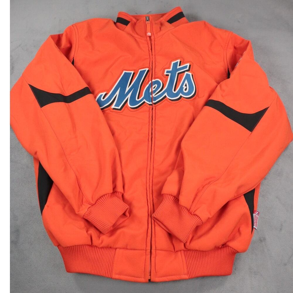 New York Mets Majestic Therma Base Full Zip Jacket Adult L Orange MLB Authentic